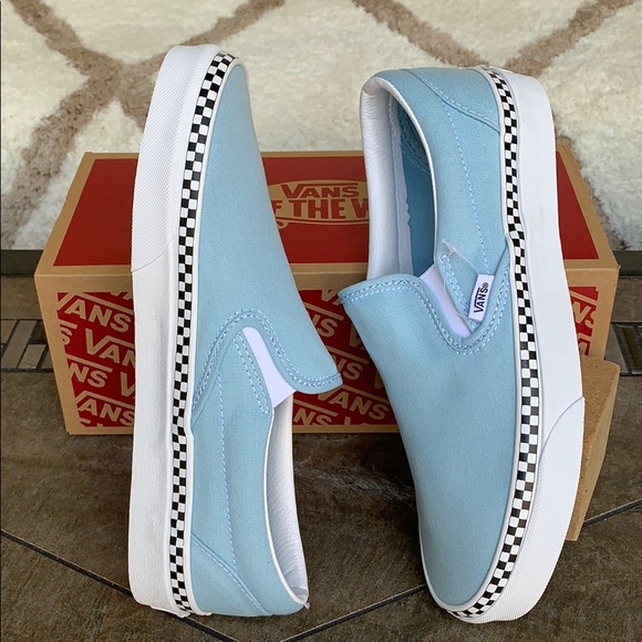 VANS CLASSIC SLIP-ON CHECK FOXING COOL BLUE men’s - Picture 7 of 16